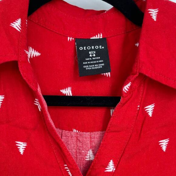 George Womens Red Button Up Shirt Collared Long Sleeve Top Size Small - Picture 5 of 11